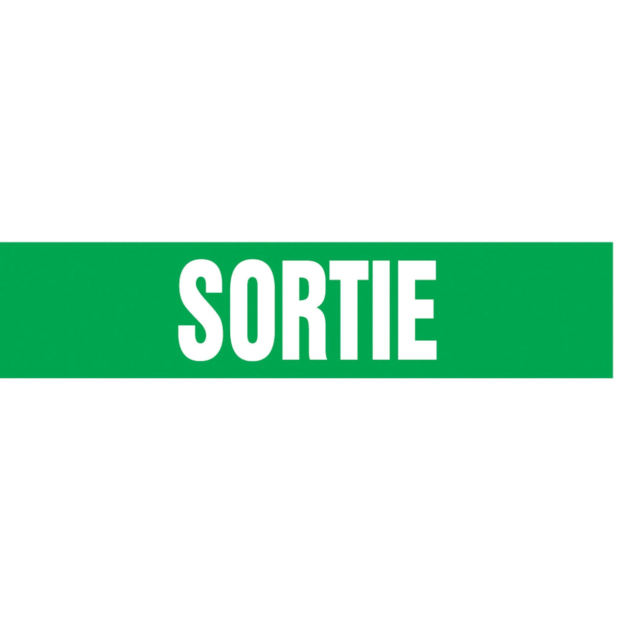 "Sortie" Pipe Marker, Self-Adhesive, 1-1/2" H x 8" W, White on Green