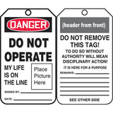 Safety Tags, Plastic, 3-3/8" W x 5-3/4" H, English