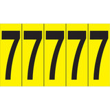 Individual Adhesive Number Markers, 7, 3-7/8" H, Black on Yellow
