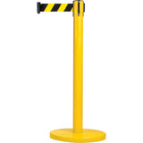 Free-Standing Crowd Control Barrier, Steel, 35" H, Black/Yellow Tape, 7' Tape Length