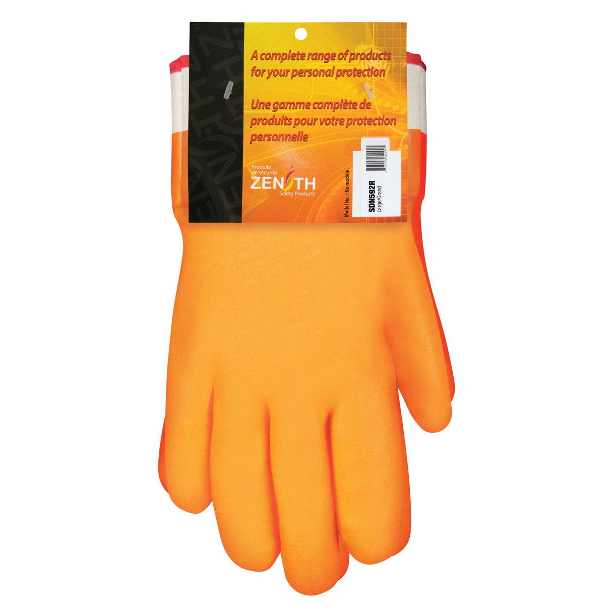 Winter-Lined Chemical-Resistant Gloves, Size 9, 10" L, PVC, Foam Fleece Inner Lining, Heavy Weight