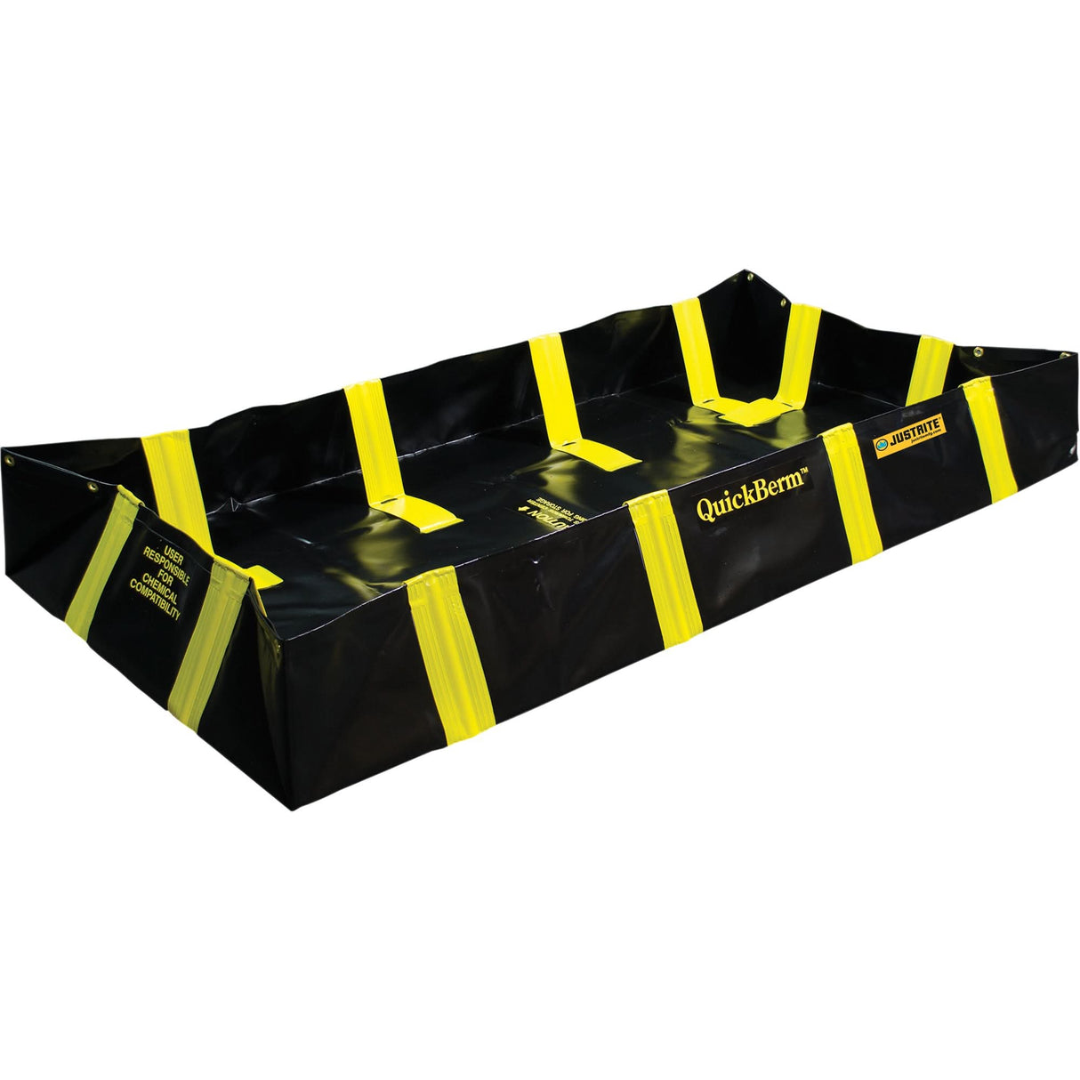 QuickBerm® Containment Berm with Inside Wall Supports, 175 US gal. Capacity, 4' W x 6' L x 12" H, Snap-Up Bracket