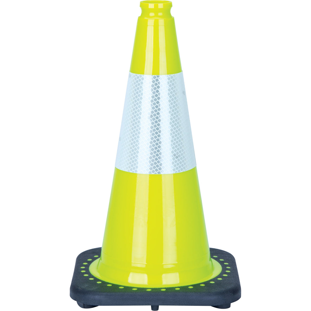 Premium Traffic Cone, 18", Lime Green, 6" Reflective Collar(s)