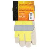 Yellow High-Visibility Superior Warmth Fitters Gloves, Large, Grain Cowhide Palm, Thinsulate™ Inner Lining