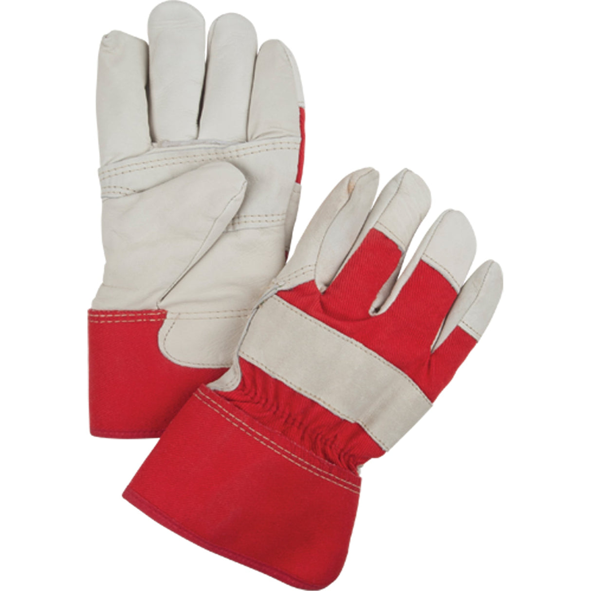 Red & White Winter-Lined Fitters Gloves, Large, Grain Cowhide Palm, Boa Inner Lining