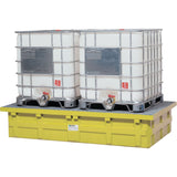 Double IBC Low-Top With Drain, 385 US gal. Spill Capacity, 110" x 55" x 20"