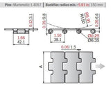SSA 815 K600 Table Top Chain | Conveyor Chain - 10ft Length