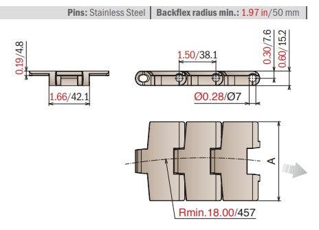 LF879 M K450 Table Top Chain | Conveyor Chain - 10ft Length