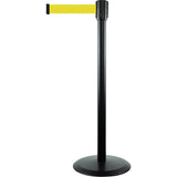 Slimline TensaBarrier® Barrier Post, Steel, 38" H, Yellow Tape, 7.5' Tape Length