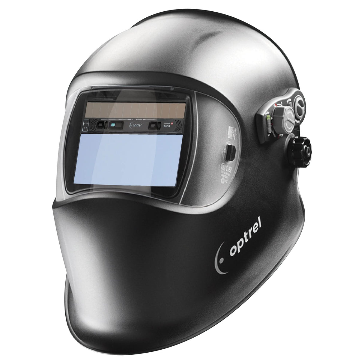 E684 Welding Helmets, 3.94" L x 1.97" W View Area, 4/9 - 13/4/5 - 9 Shade Range, Black