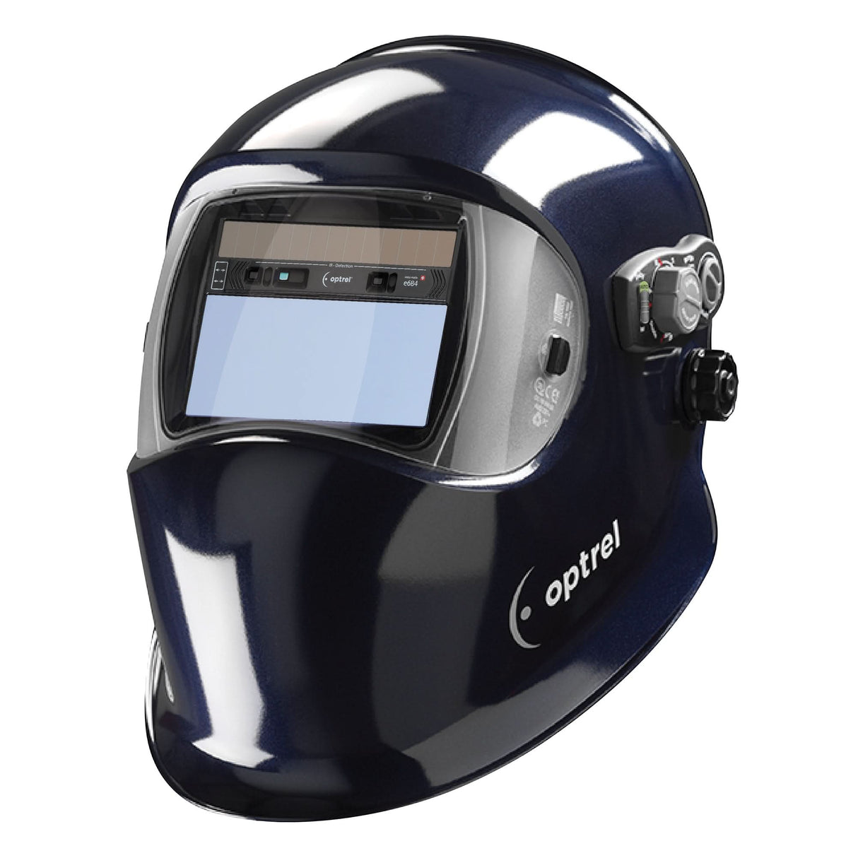 E684 Welding Helmets, 4.25" L x 2" W View Area, 4/5 - 13 Shade Range, Blue