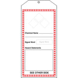 GHS Jumbo Tags, Cardstock, 3-7/8" W x 8-1/2" H, English
