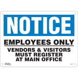 "Employees Only" Sign, 10" x 14", Aluminum, English