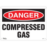 "Compressed Gas" Sign, 10" x 14", Aluminum, English