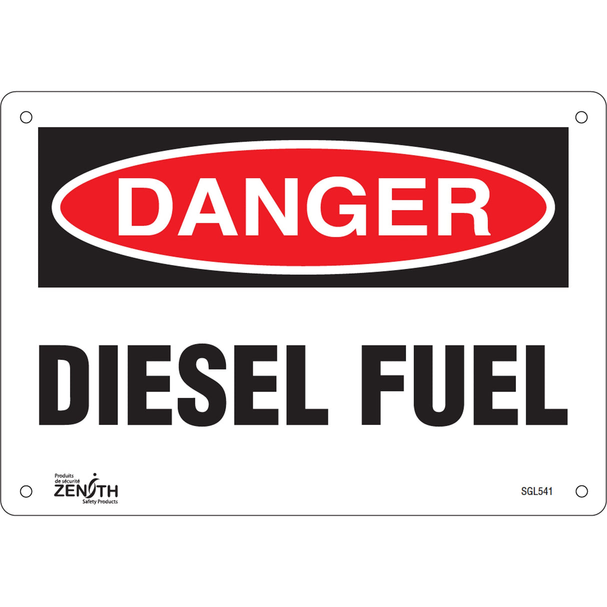 "Diesel Fuel" Sign, 7" x 10", Aluminum, English