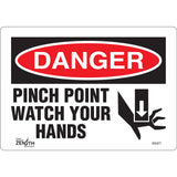 "Pinch Point" Sign, 7" x 10", Vinyl, English with Pictogram