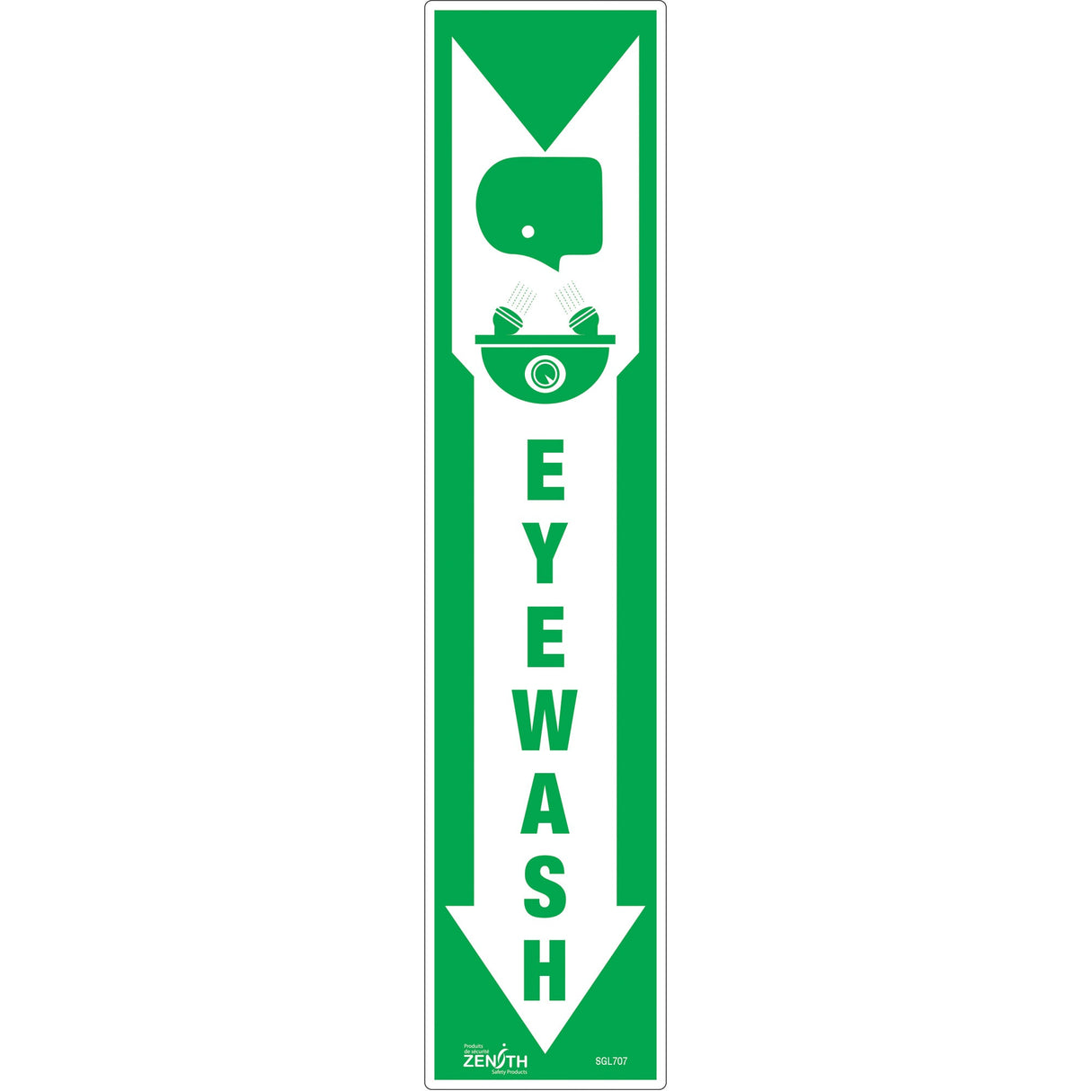 "Eye Wash" Sign, 18" x 4", Vinyl, English with Pictogram