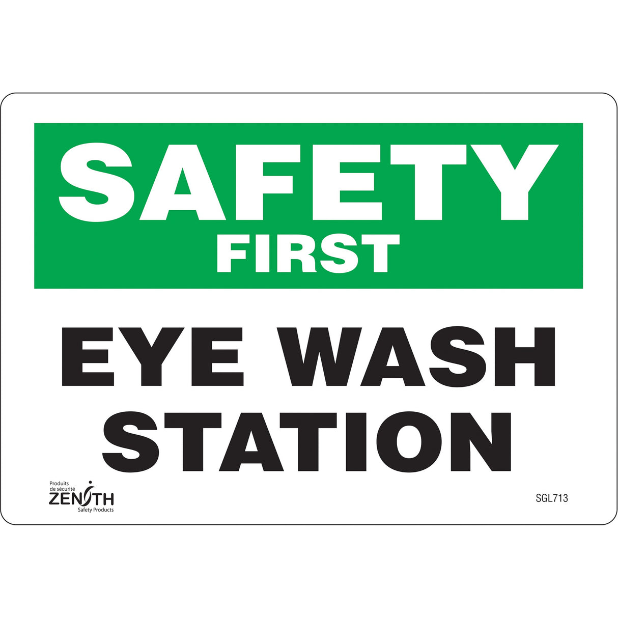 "Eye Wash Station" Sign, 7" x 10", Vinyl, English