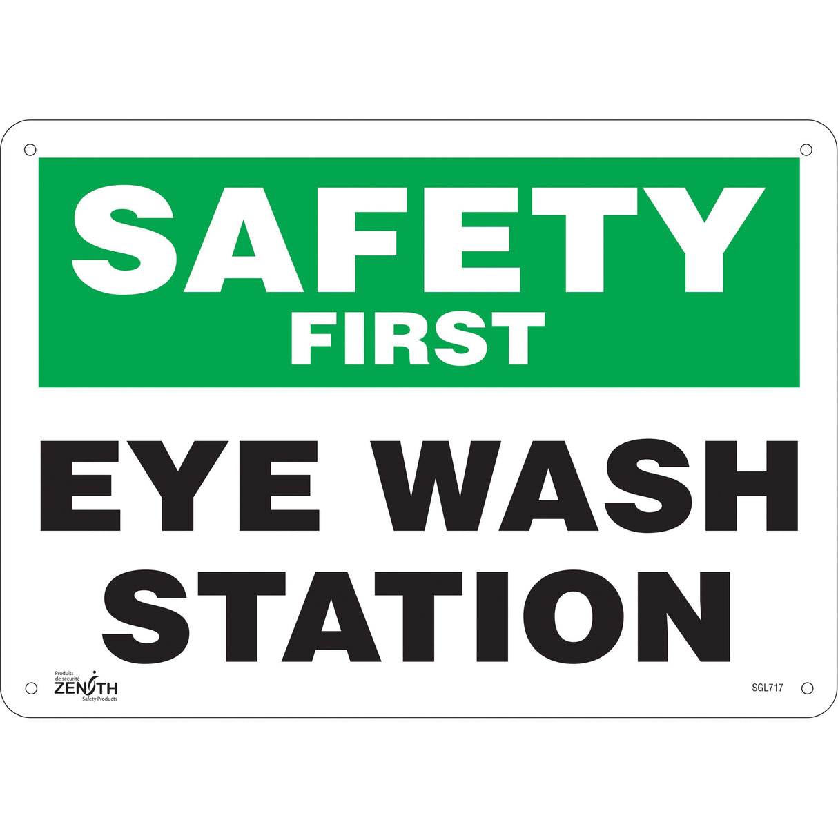 "Eye Wash Station" Sign, 10" x 14", Plastic, English
