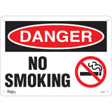 "No Smoking" Sign, 10" x 14", Aluminum, English with Pictogram