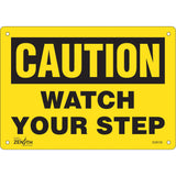 "Watch Your Step" Sign, 7" x 10", Plastic, English