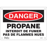 "Propane - Interdit De Fumer" Sign, 7" x 10", Aluminum, French