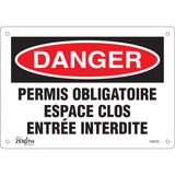 "Espace Clos Entrée Interdite" Sign, 7" x 10", Aluminum, French