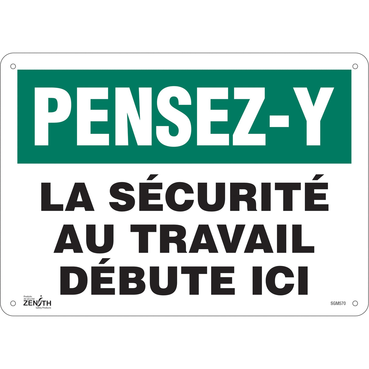 "La Sécurité au Travail" Sign, 10" x 14", Aluminum, French