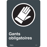 "Gants Obligatoires" Sign, 14" x 10", Vinyl, French with Pictogram