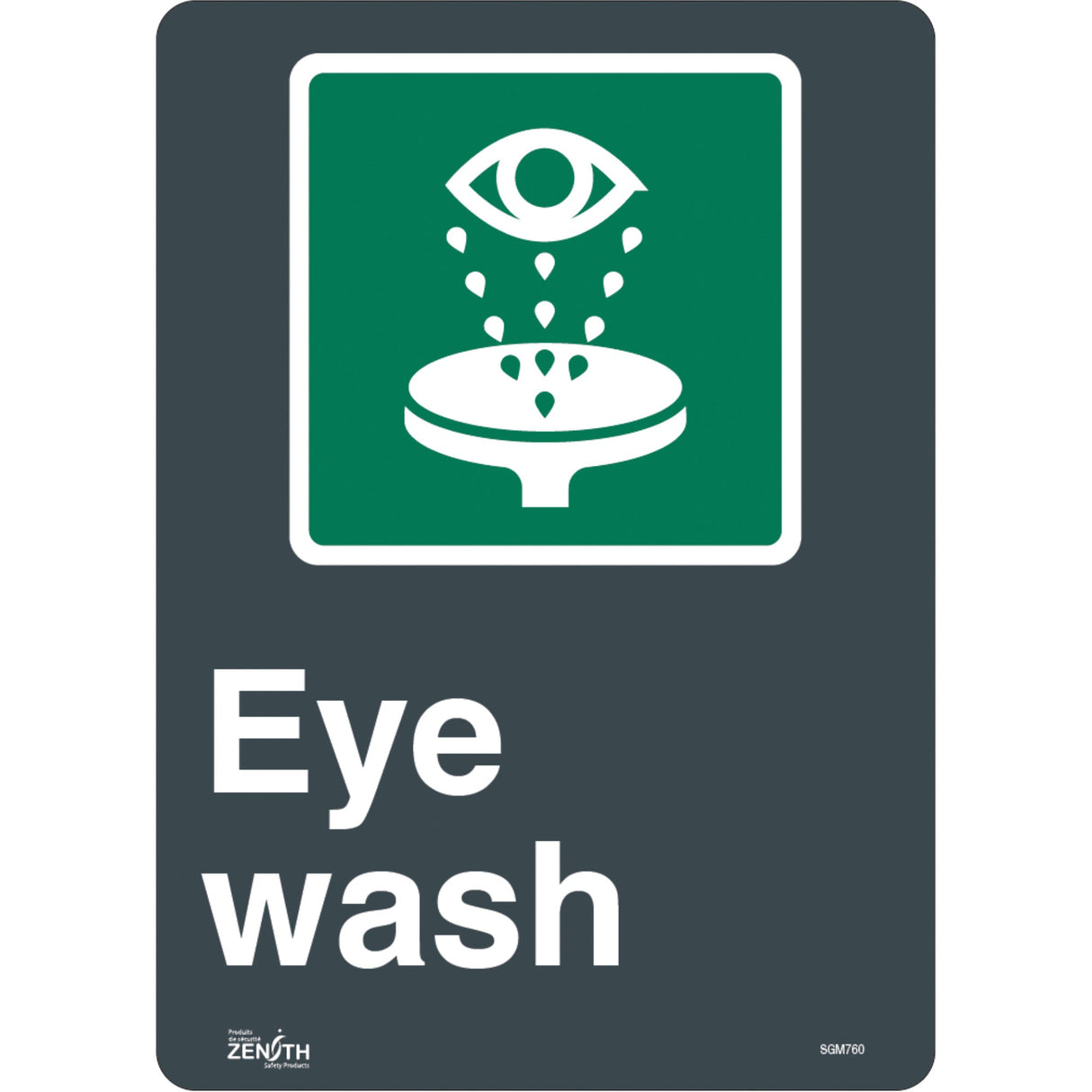 "Eye Wash" Sign, 14" x 10", Vinyl, English with Pictogram
