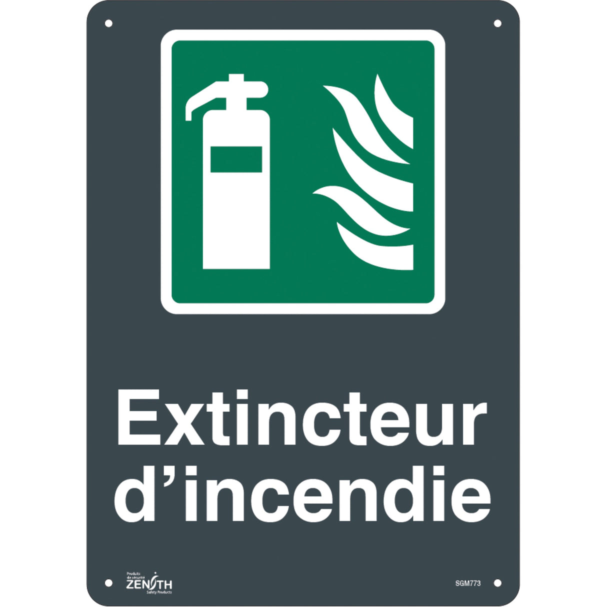 "Extincteur D'Incendie" Sign, 14" x 10", Plastic, French with Pictogram