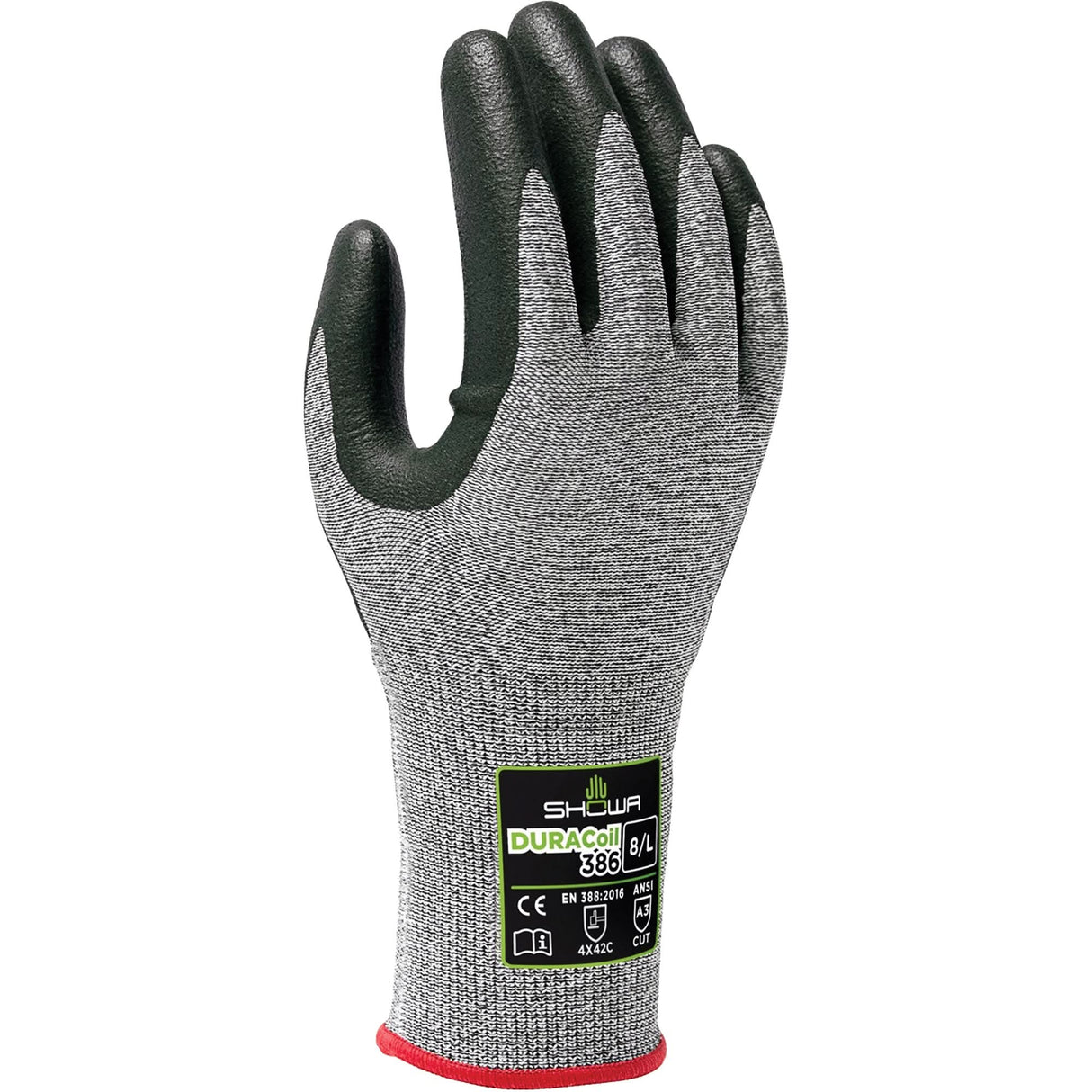 386 Cut Resistant Gloves, Size X-Large/9, 13 Gauge, Nitrile Coated, HPPE Shell, ANSI/ISEA 105 Level 3/EN 388 Level C