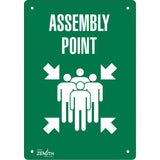 "Assembly Point" Sign, 10" x 7", Aluminum, English with Pictogram