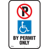 "By Permit Only" Parking Sign, 18" x 12", Aluminum, English with Pictogram