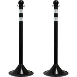 Light-Duty Reflective Stanchion Set, 41" High, Black