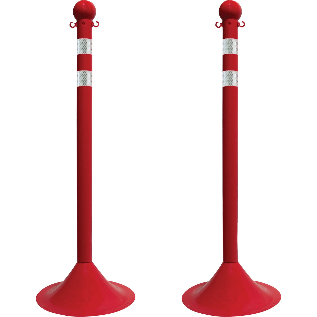 Light-Duty Reflective Stanchion Set, 41" High, Red