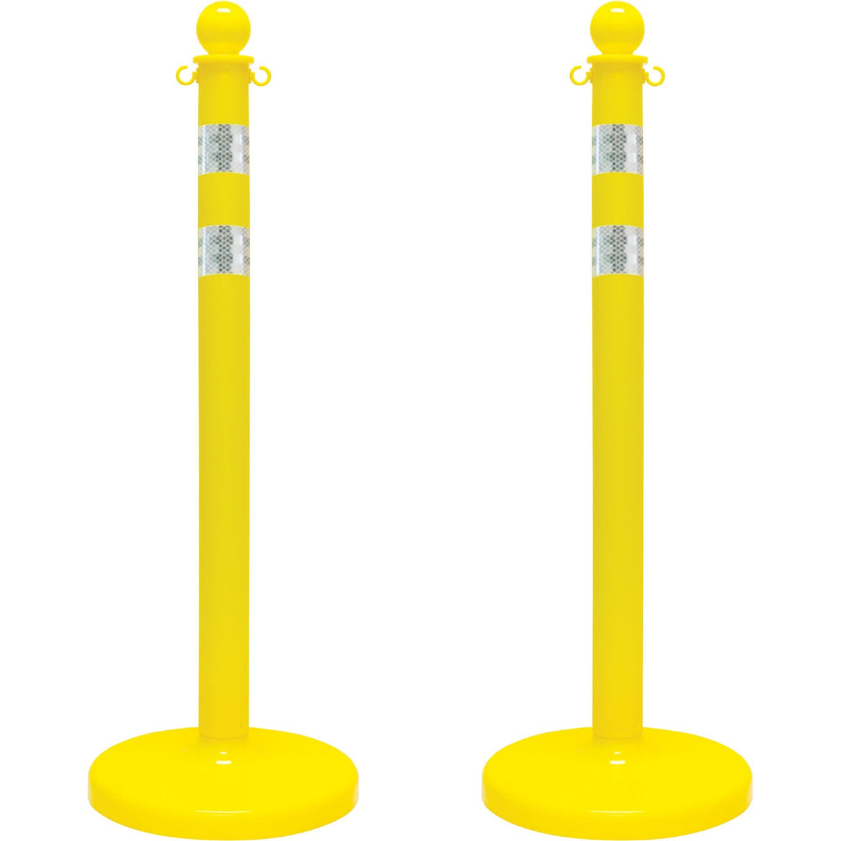 Medium-Duty Reflective Stanchion Set, 40" High, Yellow
