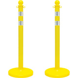 Medium-Duty Reflective Stanchion Set, 40" High, Yellow