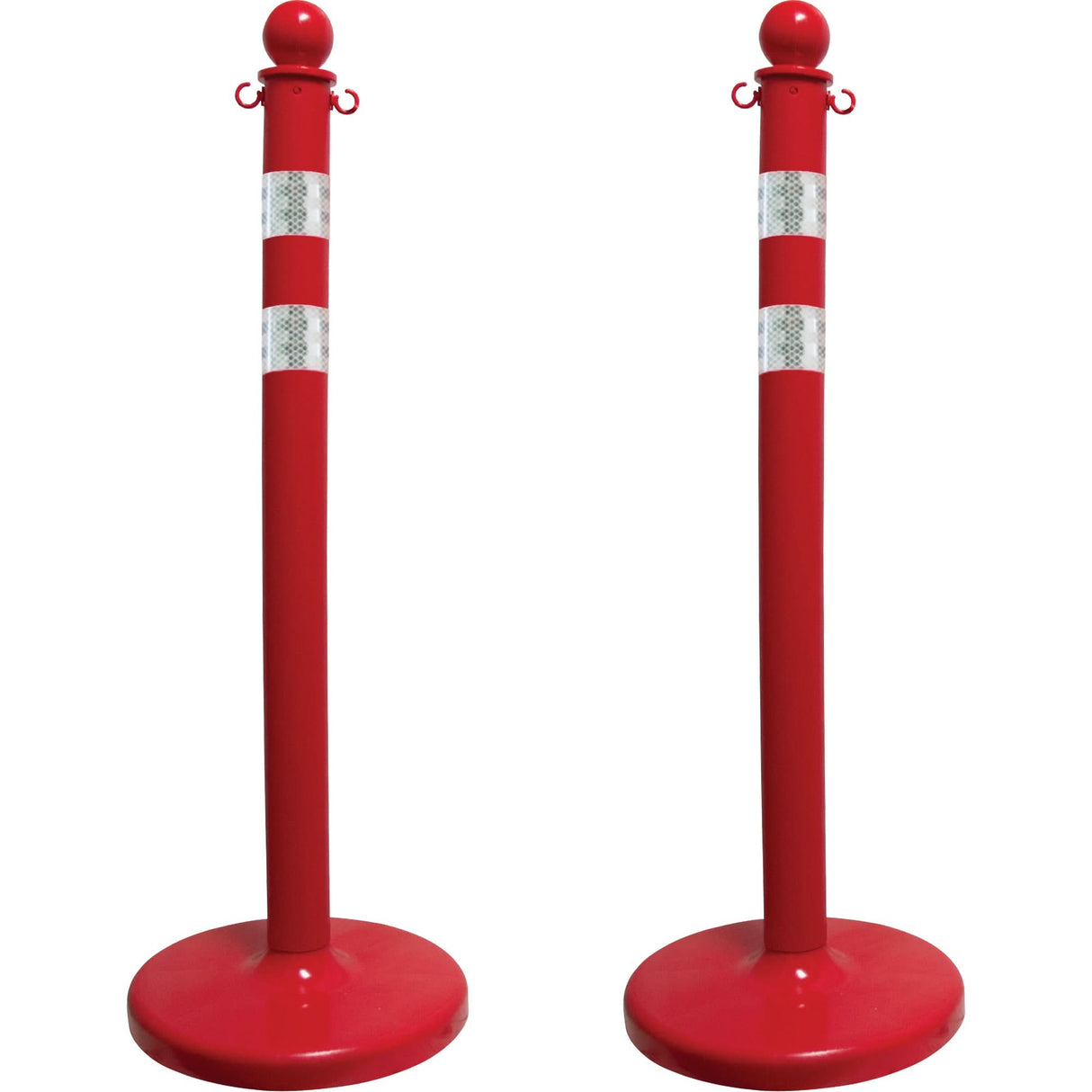 Medium-Duty Reflective Stanchion Set, 40" High, Red