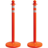 Medium-Duty Reflective Stanchion Set, 40" High, Orange