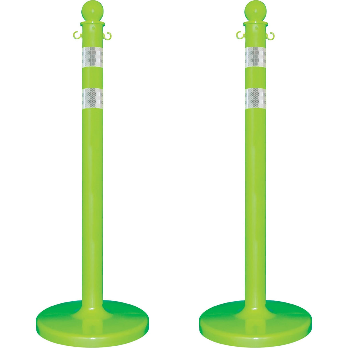 Medium-Duty Reflective Stanchion Set, 40" High, Green