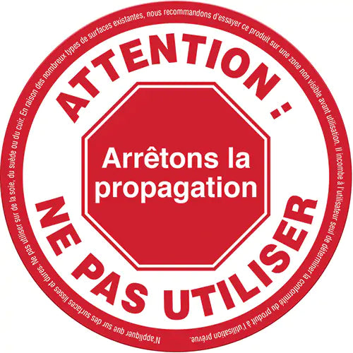 "Attention: Ne pas utiliser" Label, 5-1/8" x 5-1/8", Vinyl, French, Pack of 25