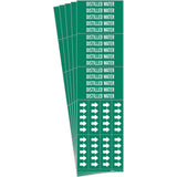 "Distilled Water" Pipe Markers, Self-Adhesive, 2-1/4" H x 2-3/4" W, White on Green