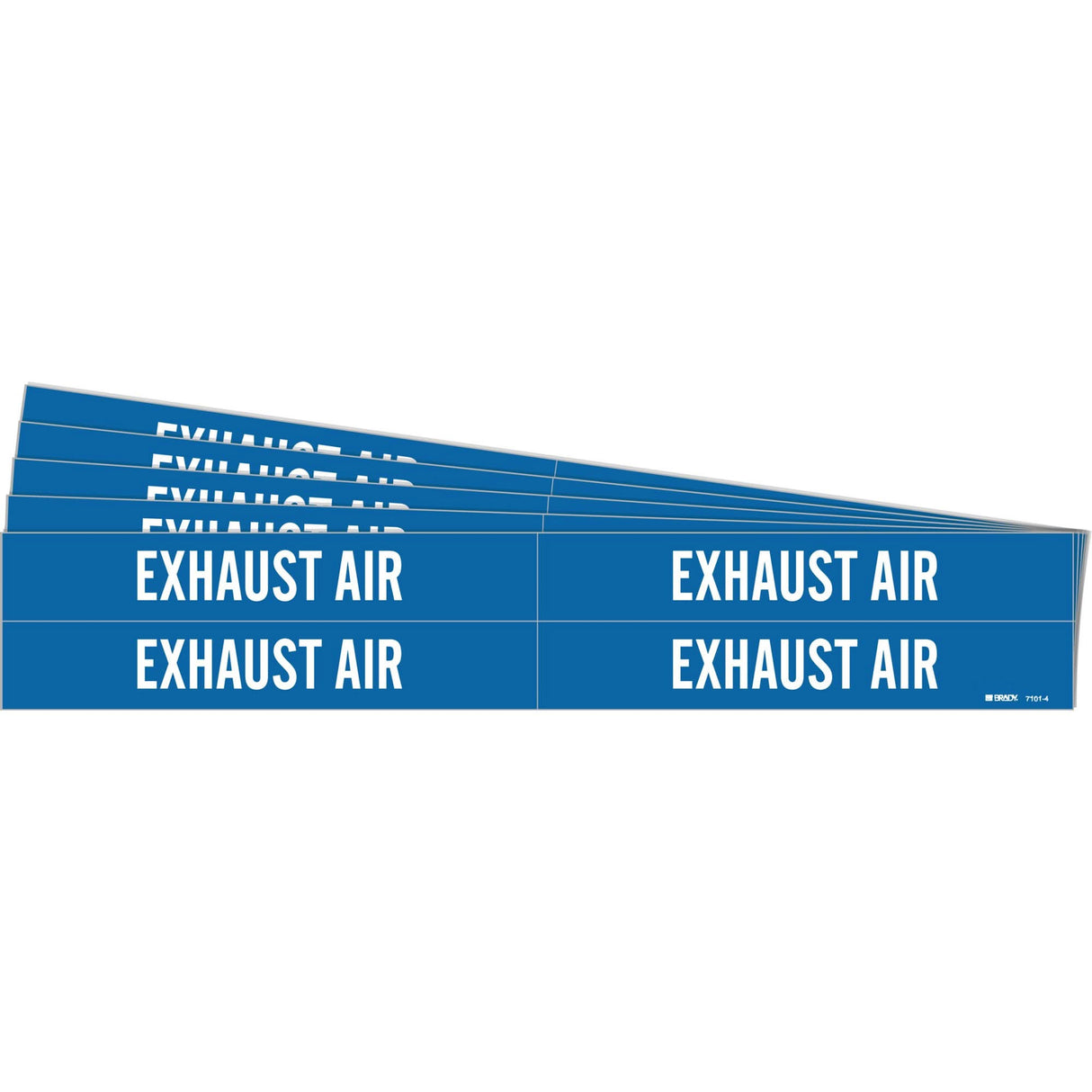 "Exhaust Air" Pipe Markers, Self-Adhesive, 1-1/8" H x 7" W, White on Blue
