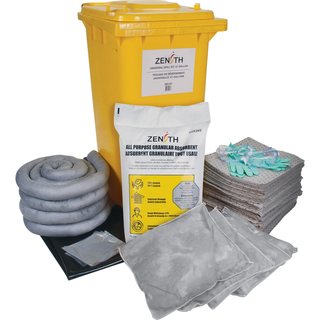 Spill Kit, Universal, Bin, 63 US gal. Absorbancy