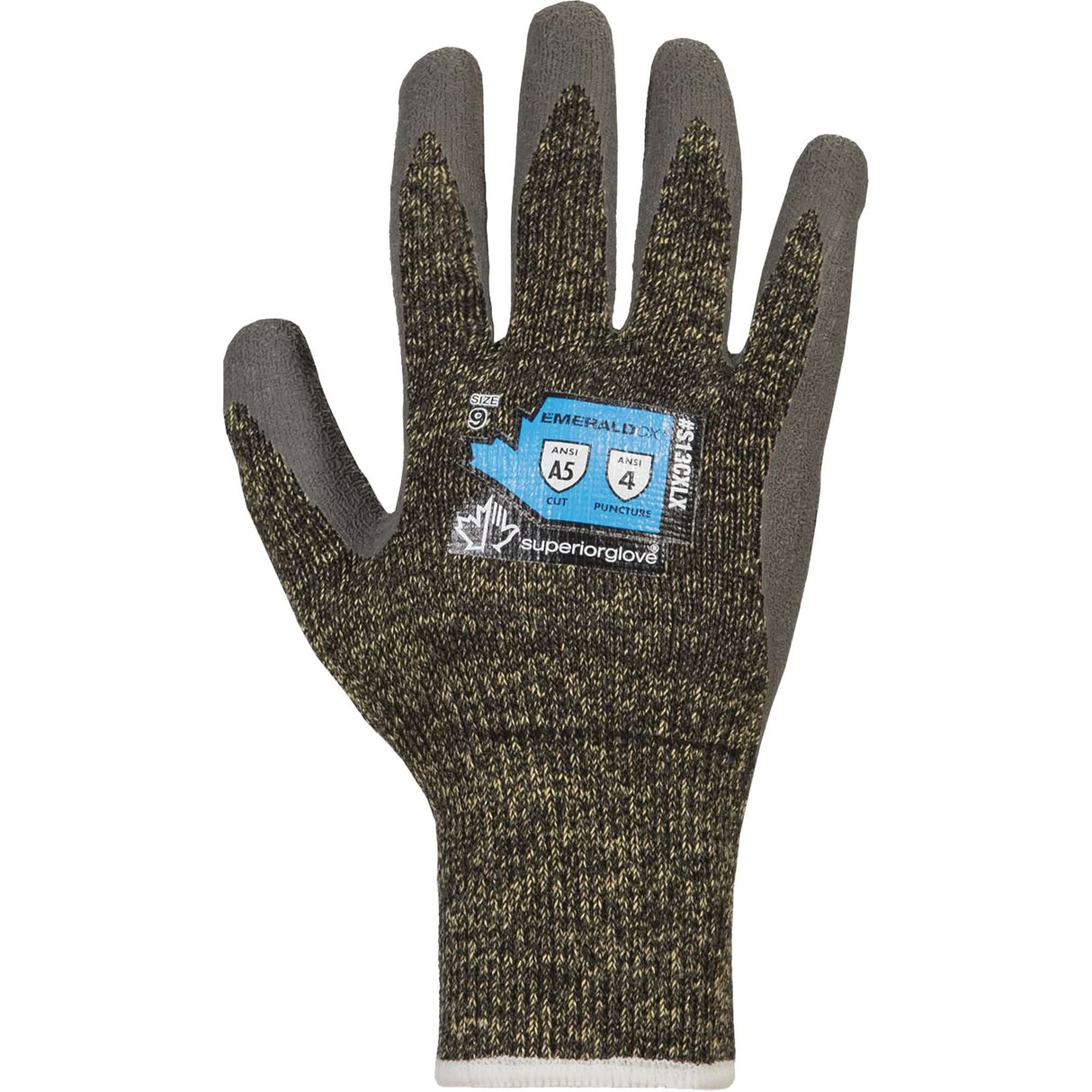 Emerald CX® Cut Resistant Gloves, Size 10, 13 Gauge, Rubber Latex Coated, Stainless Steel/Kevlar® Shell, ASTM ANSI Level A5