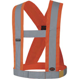 5490 4" Wide Adjustable Safety Sash, Meets/Exceeds CSA Z96 Class 2 - Level 2, High Visibility Orange, Silver Reflective Colour, One Size