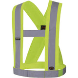 5492 4" Wide Adjustable Safety Sash, Meets/Exceeds CSA Z96 Class 2 - Level 2, High Visibility Lime-Yellow, Silver Reflective Colour, One Size