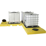 Indoor 3-Tank Ultra-Modular IBC Spill Pallet, 355 US gal. Spill Capacity, 248" x 11" x 62"