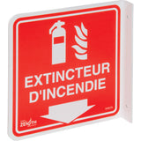 90° Projecting "Extincteur d'Incendie" Sign, 8" x 8", Plastic, French with Pictogram